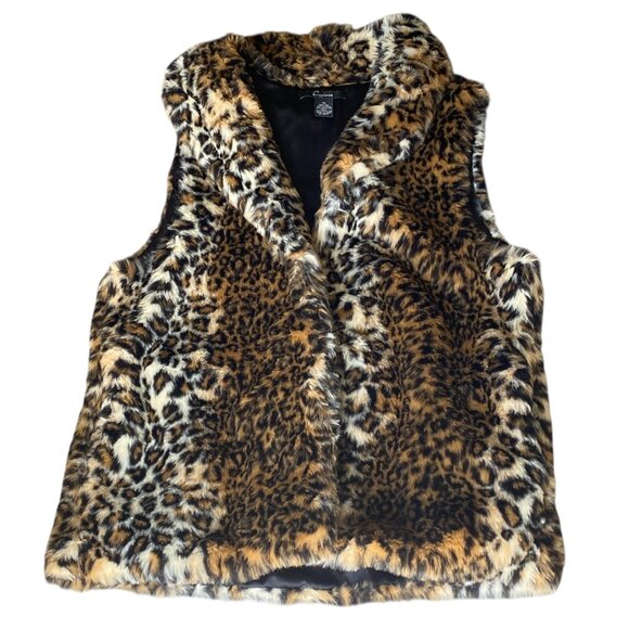 Cejon Faux Fur Leopard Print Vest XL #81N - Picture 2 of 9
